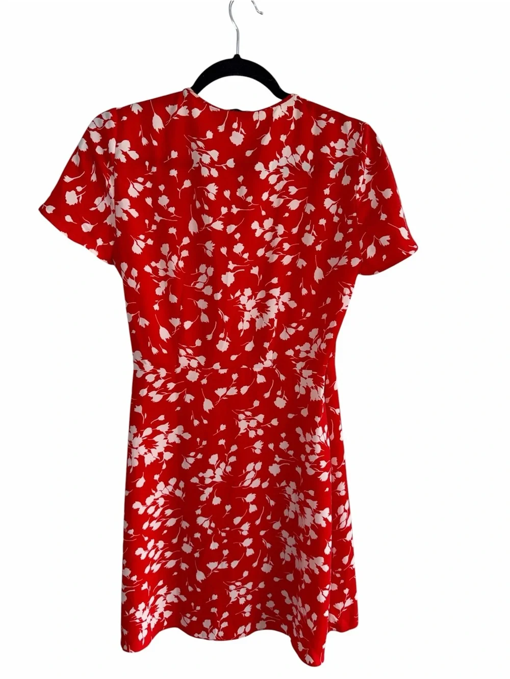 J.Crew Red Floral Wrap Flutter Sleeve V Neck Spring Guest‎ size 2